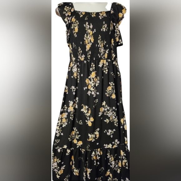 Liberty Love Dress Sz 2xl Black and Yellow and WhiteDress with Floral Design.nwt - Picture 1 of 6